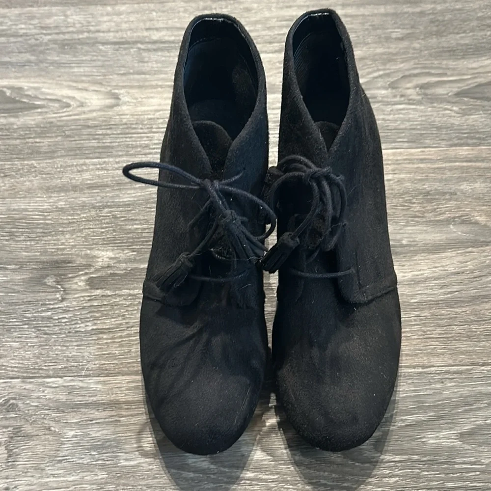 Dr Scholl's Boots Size 10 Dakota Wedge Bootie Faux Suede Black Memory Foam NWOT